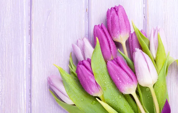 Картинка цветы, букет, тюльпаны, wood, flowers, tulips, spring, purple