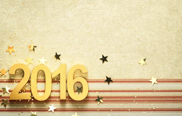 Новый Год, цифры, golden, New Year, Happy, 2016