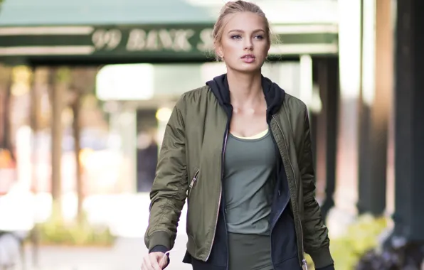 Взгляд, улица, модель, макияж, Street, hair, Victoria’s Secret, в куртке