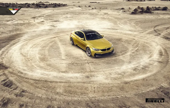 BMW, Car, Vorsteiner, Yellow, Pirelli, Wheels, Desert, 2015