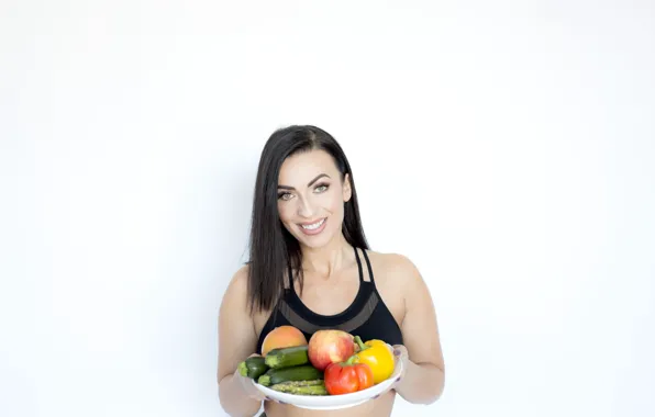 Картинка model, fruit, brunette