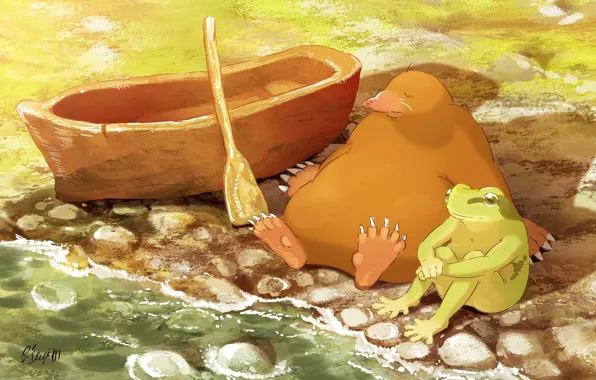 Вода, лодка, лягушка, крот