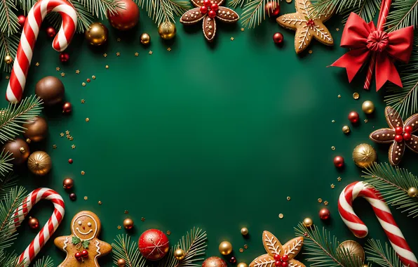 Картинка украшения, фон, шары, Рождество, Новый год, golden, new year, Christmas