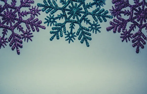 Зима, снежинки, фон, голубой, Christmas, blue, winter, background