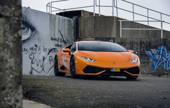 Картинка Lamborghini, Orange, Huracan, LP610-4