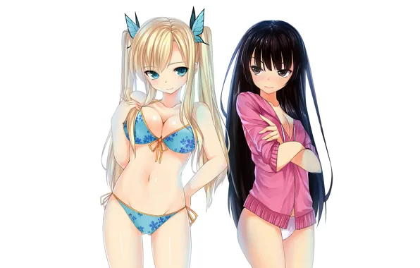 Sexy, lingerie, pantsu, cleavage, panties, long hair, girls, brown eyes