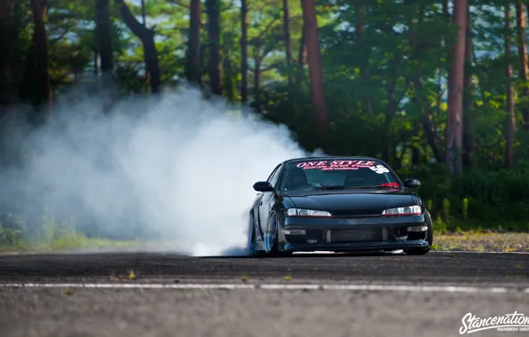 Nissan, turbo, drift, black, japan, smoke, jdm, tuning