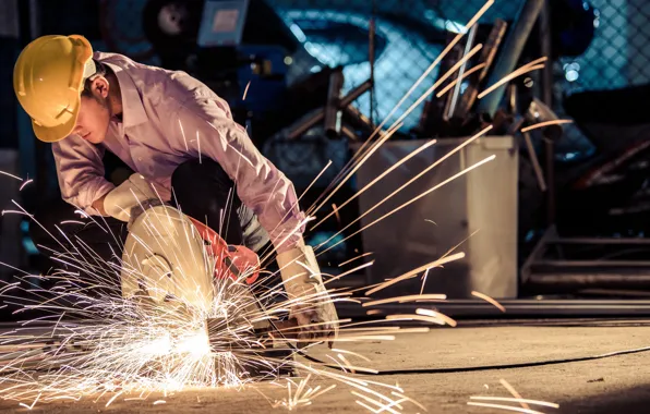 Machine, worker, stell