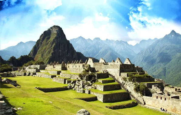 Картинка развалины, Америка, архитектура, путешествие, цивилизация, Peru, The city Machu-Picchu, потерянный город инков