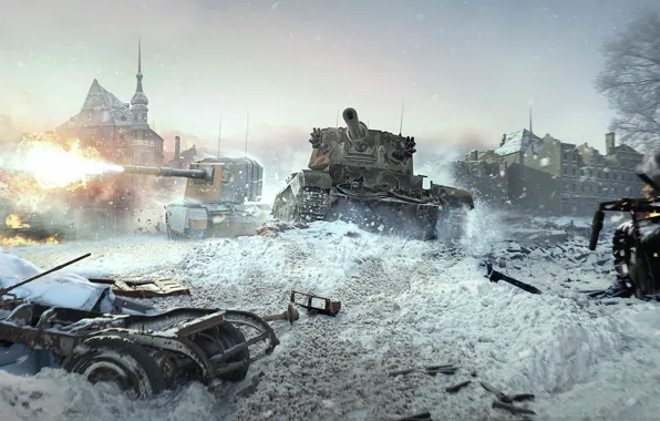 Картинка война, разрушения, руины, танки, game wallpapers, World of Tanks