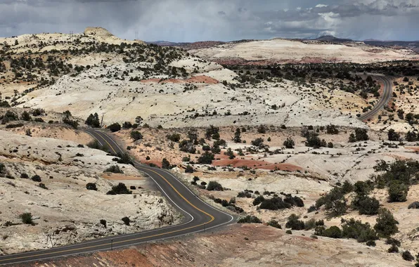 Картинка desert, hills, highway