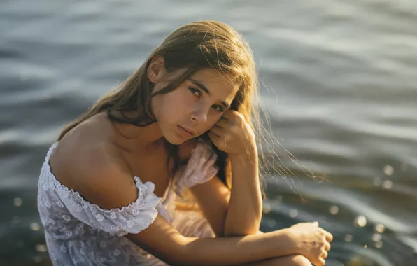 Взгляд, вода, задумчивая, Алина, Евгений Матвеев