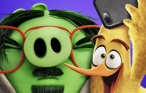 Птичка, свинка, смартфон, селфи, The Angry Birds Movie 2