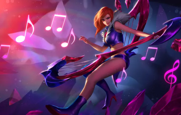 Девушка, гитара, hon, art, Heroes of Newerth, Rhapsody, Paragon, Tourmaline