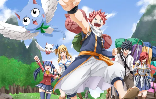 Anime, Lucy, dragon, Gray, Carla, manga, Happy, Wendy