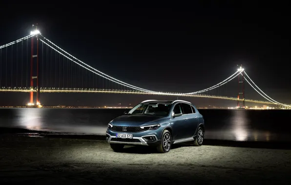 Bridge, night, Hybrid, Fiat, Cross, Egea