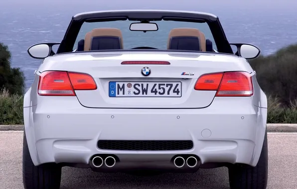 Море, белый, BMW, БМВ, кабриолет, кусты, BMW M3