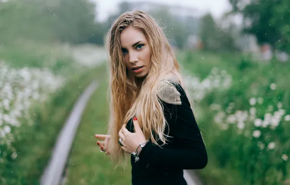 Картинка взгляд, девушка, лицо, фон, волосы