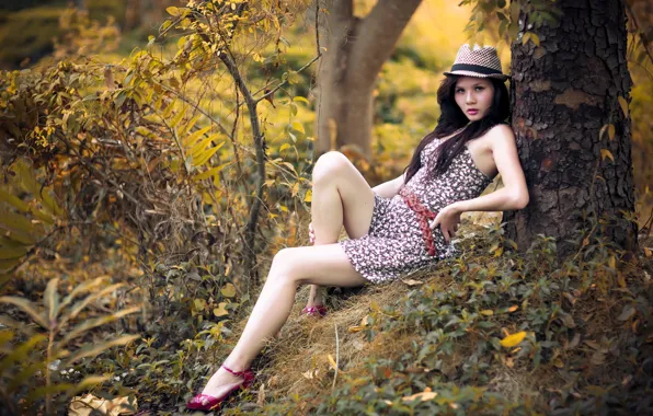 Девушка, природа, шляпка