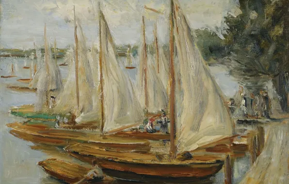 Пейзаж, картина, 1922, Max Liebermann, Макс Либерман, Парусные Лодки на Озере Ванзее