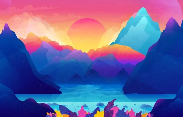 Картинка море, пейзаж, горы