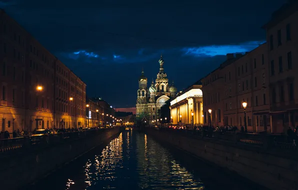 Ночь, собор, санкт-петербург
