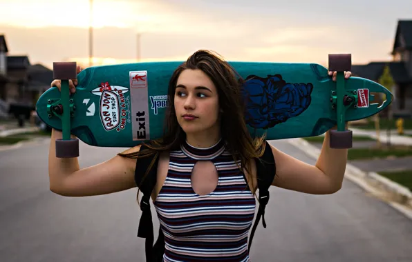 Beautiful girl, skateboard, skateboarding, skateboard girl