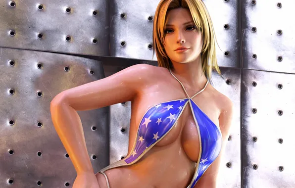 Купальник, грудь, девушка, флаг, Dead or Alive 5, Tina Armstrong