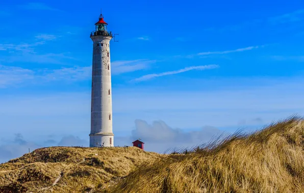 Картинка небо, маяк, Дания, Midtjylland, Klegod