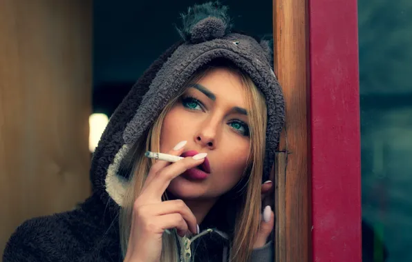 Девушка, портрет, сигарета