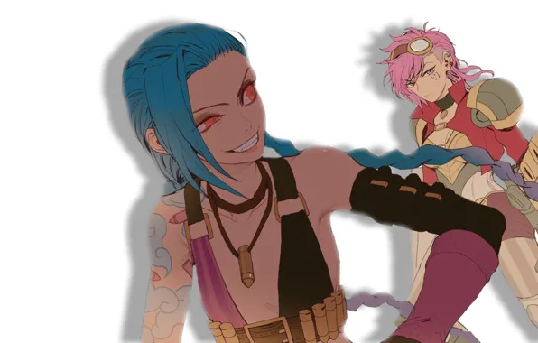 Девушка, девушки, тень, League of legends, jinx, вай
