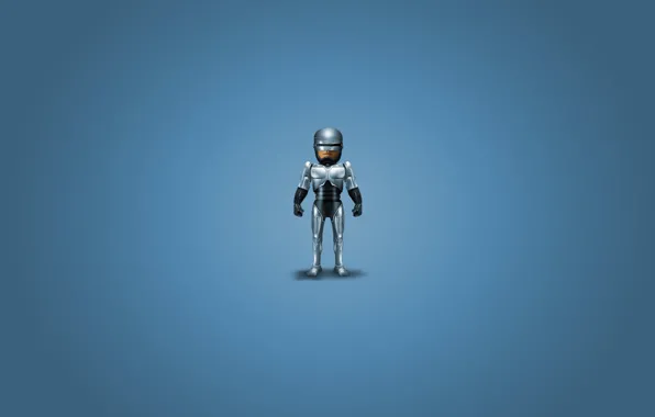 Человек, робот, фигура, полицейский, robocop, робокоп