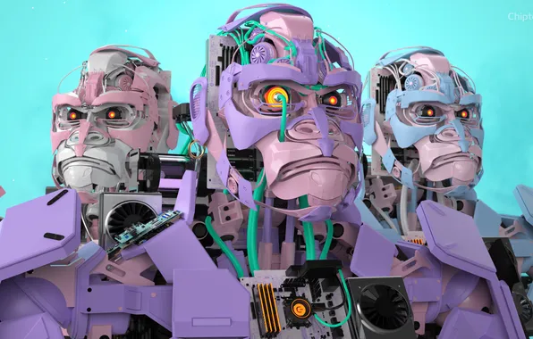 Картинка robot, computer, digital art, CGI, technology, Mech Animals, computer parts, nft