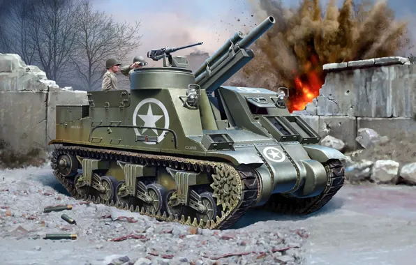 США, САУ, самоходная артиллерийская установка, 105mm, Howitzer Motor Carriage