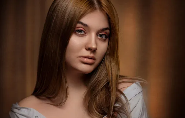 Взгляд, девушка, лицо, портрет, длинные волосы, Станислав Максимов