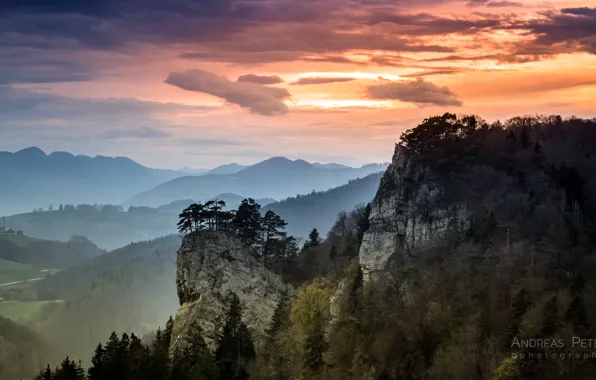 Картинка природа, горы, закат