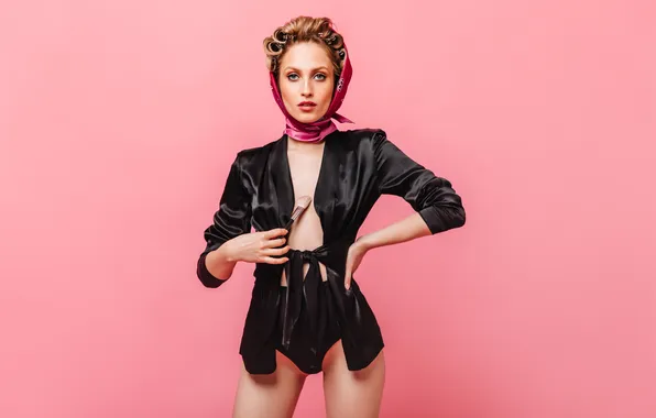 Woman, body, attractive, brush, bathrobe, holds