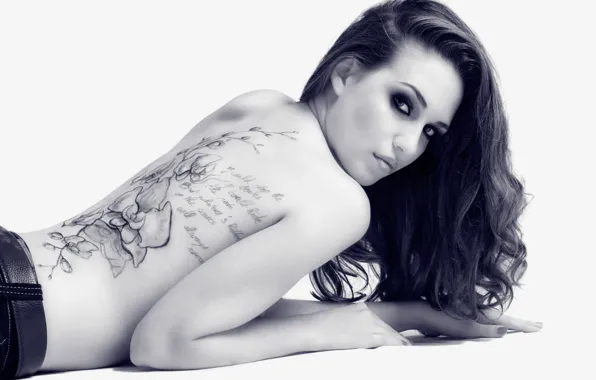White, Black, tattoo, nude, back