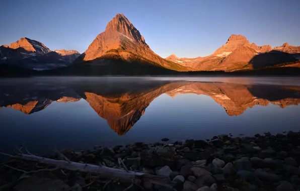 Картинка Mountain, Evening, Lake, Stones