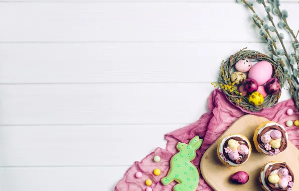 Цветы, яйца, весна, colorful, Пасха, happy, flowers, spring