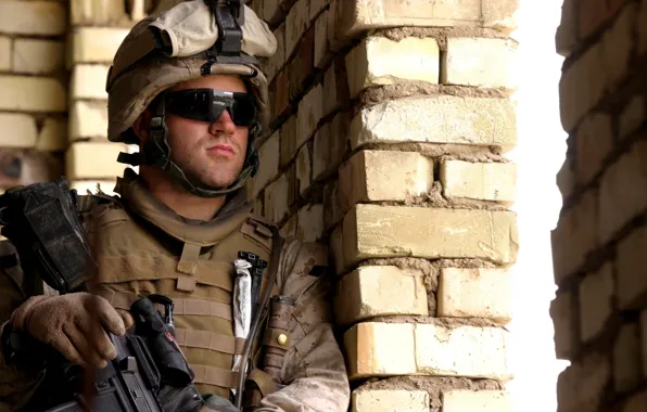 Bricks, us marines, helmet, uniform, goggles