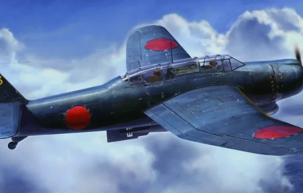 Картинка bomber, war, art, airplane, painting, ww2, Aichi B7A2 Ryusei (Shooting Star) GRACE