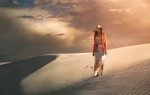 Картинка девушка, фон, пустыня