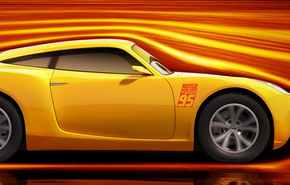 Car, Disney, Cars, yellow, race, speed, animated film, animated movie