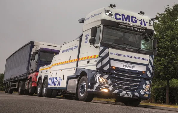 Белый, Грузовик, White, Truck, Даф, 6x4, Daf, Эвакуатор