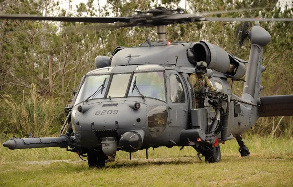 Маска, солдат, взлет, Air Force, helicopter, HH-60G, Pave Hawk