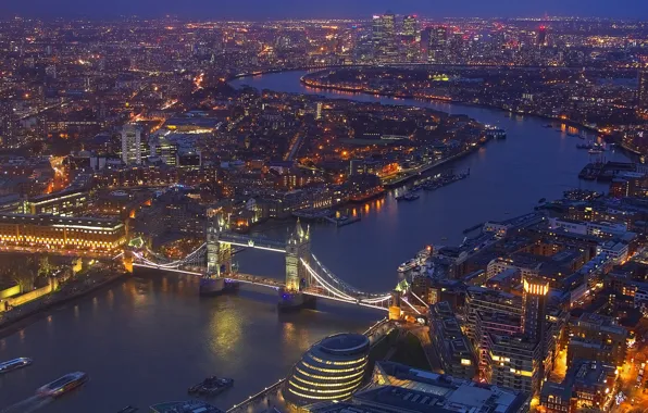 Картинка огни, река, Англия, Лондон, панорама, маст