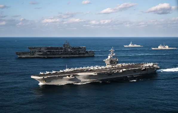 Море, авианосцы, USS Ronald Reagan CVN 76, USS Nimitz CVN 68, USS Theodore Roosevelt CVN …