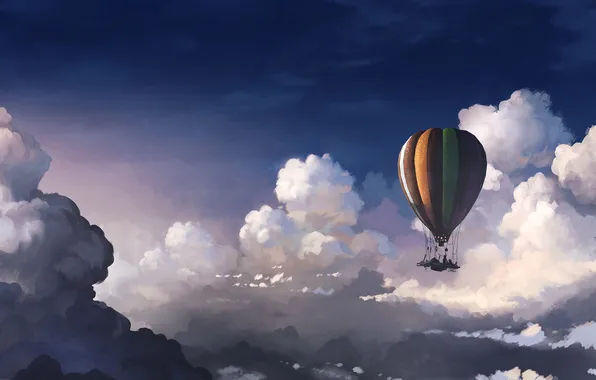 Картинка небо, облака, высота, воздушный шар