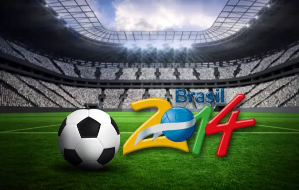 Картинка stadium, football, flag, World Cup, Brasil, FIFA, 2014